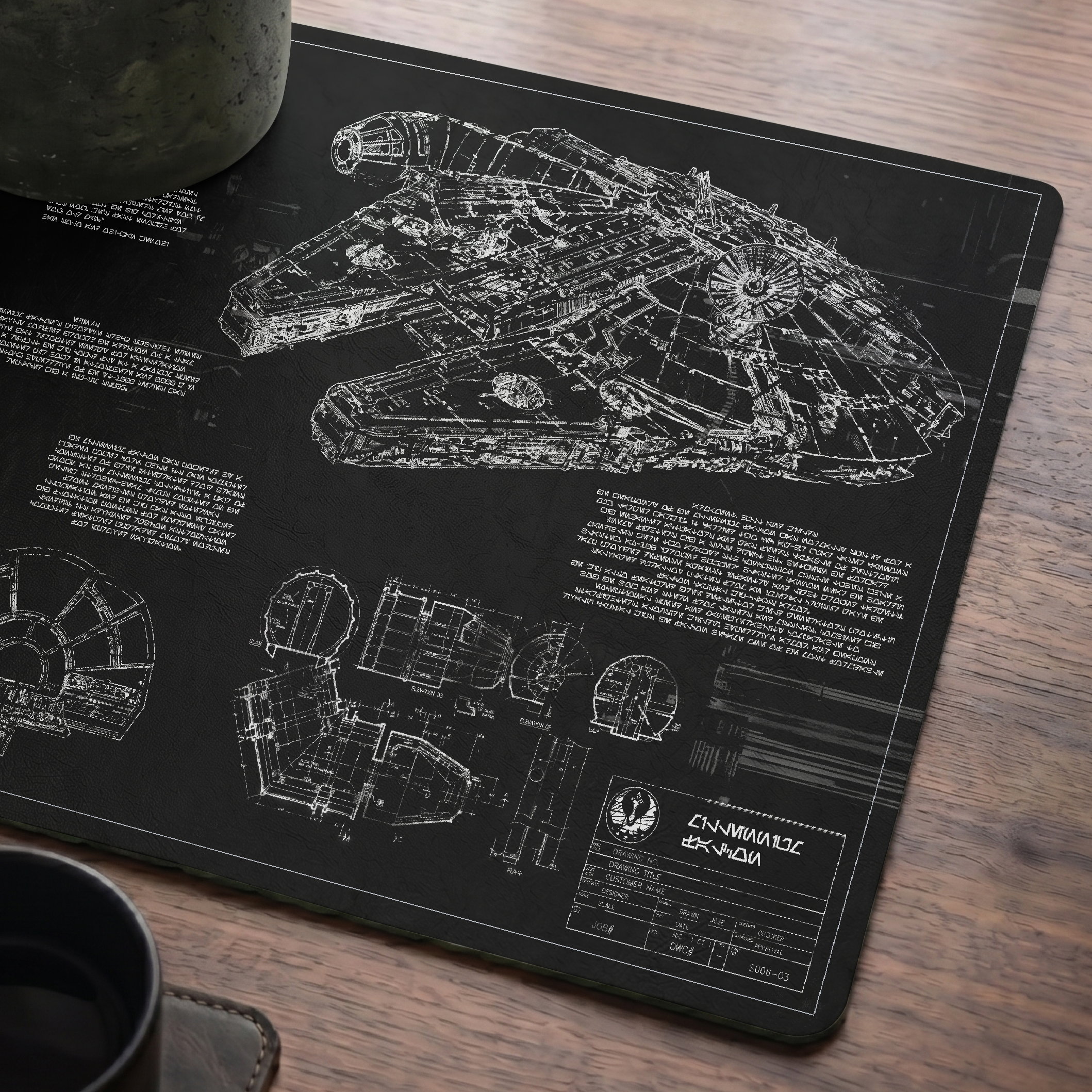 Blueprint Table Mat Star Wars Blueprint Desk Mat – HanPicked