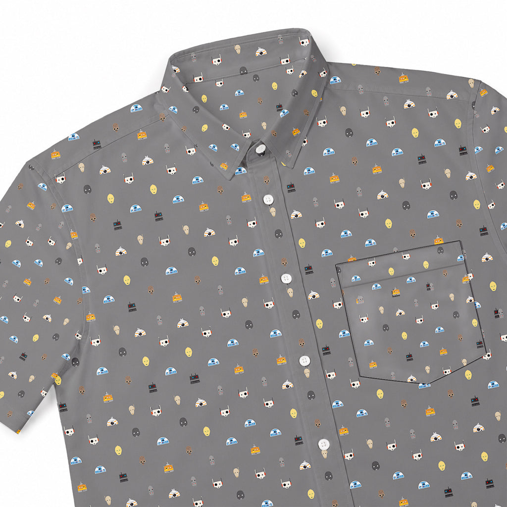Galactic Droid Registry Hawaiian Shirt with Pocket - Star Wars Button Down Shirt