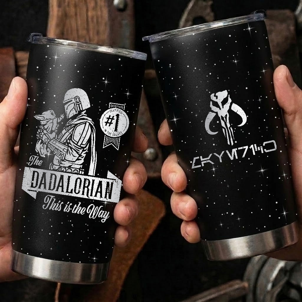 Custom Dadalorian Aurebesh Mando'a Star Wars 20Oz Tumbler - Insulated Mug with Lid - Personalized Tumbler Cup