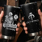 Custom Dadalorian Aurebesh Mando'a Star Wars 20Oz Tumbler - Insulated Mug with Lid - Personalized Tumbler Cup