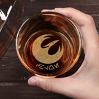Custom Name in Aurebesh/ Mando'a Star Wars Engraved Whiskey Glass - Personalized Old Fashioned 11OZ Scotch Glass