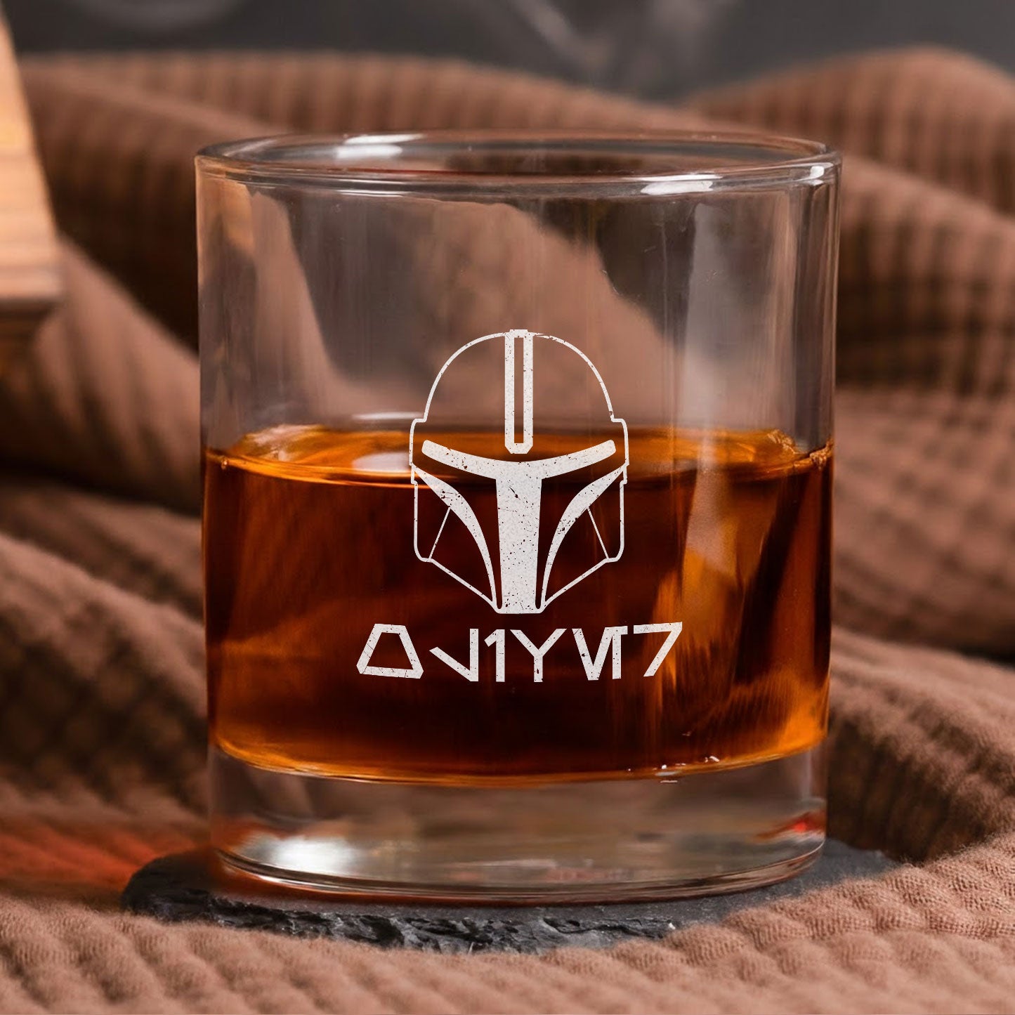 Vintage Aurebesh Dadalorian Star Wars Whiskey Glass - Personalized Old Fashioned 11OZ Scotch Glass