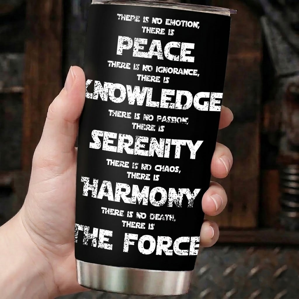 Custom Star Wars Code and Name in Aurebesh/Mando'a 20Oz Tumbler - Personalized Sith Code/ Jedi Code/ Code of Honor Insulated Mug with Lid