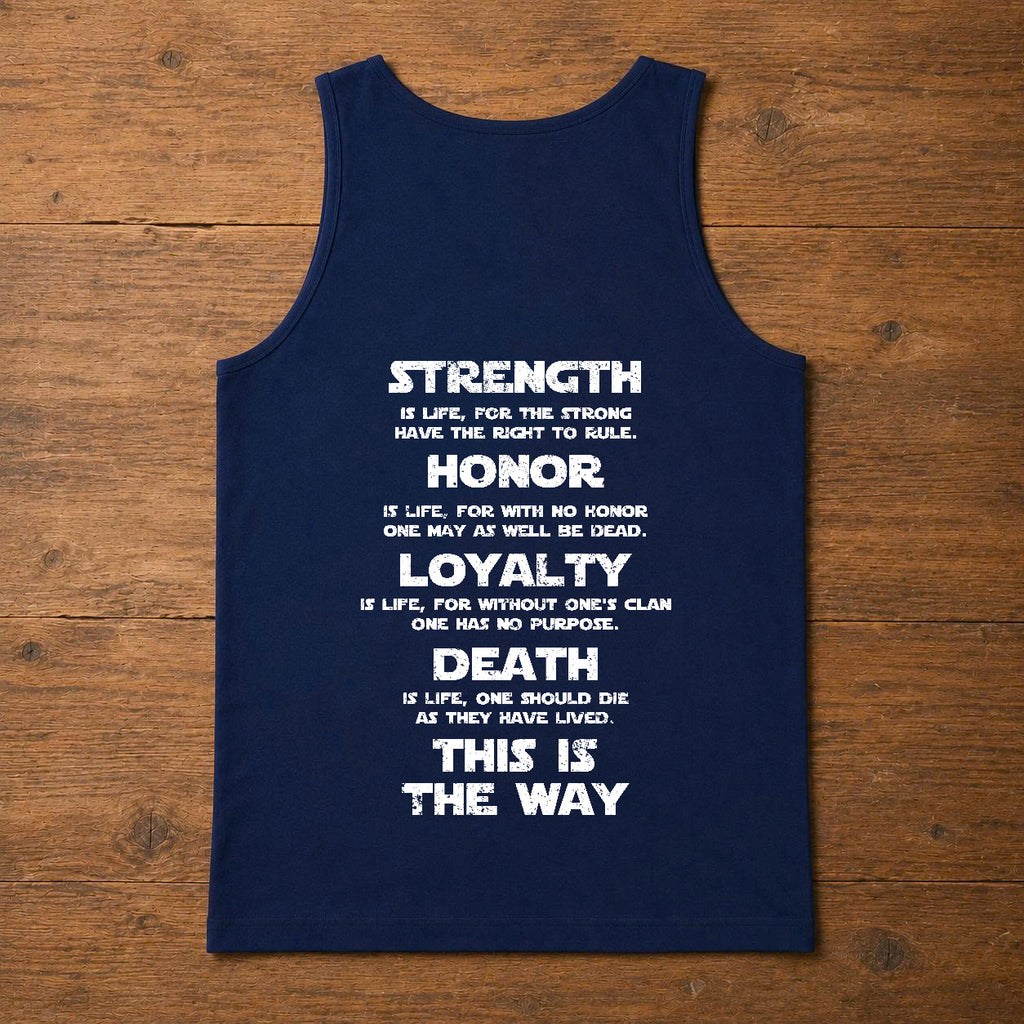Custom Name in Aurebesh/Mando'a and Galactic Code Tanktop - Personalized Tanktop Front And Back