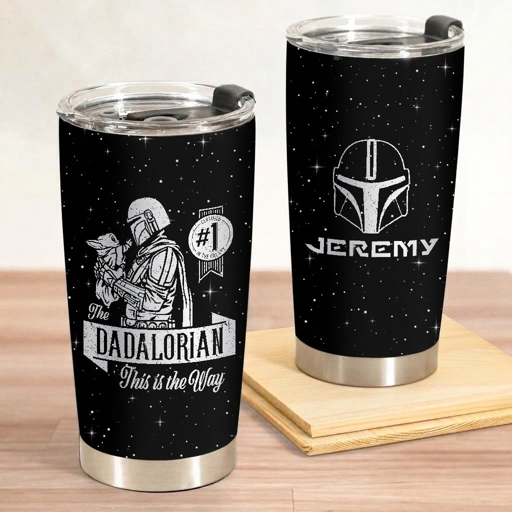 Custom Dadalorian Aurebesh Mando'a Star Wars 20Oz Tumbler - Insulated Mug with Lid - Personalized Tumbler Cup