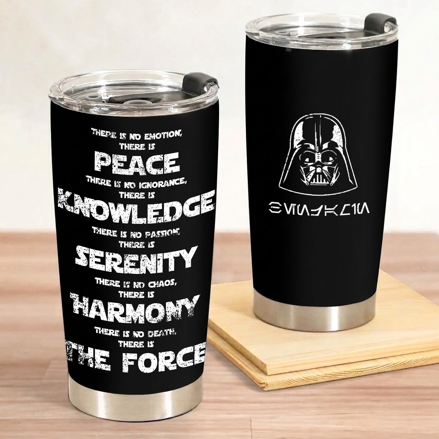 Custom Star Wars Code and Name in Aurebesh/Mando'a 20Oz Tumbler - Personalized Sith Code/ Jedi Code/ Code of Honor Insulated Mug with Lid
