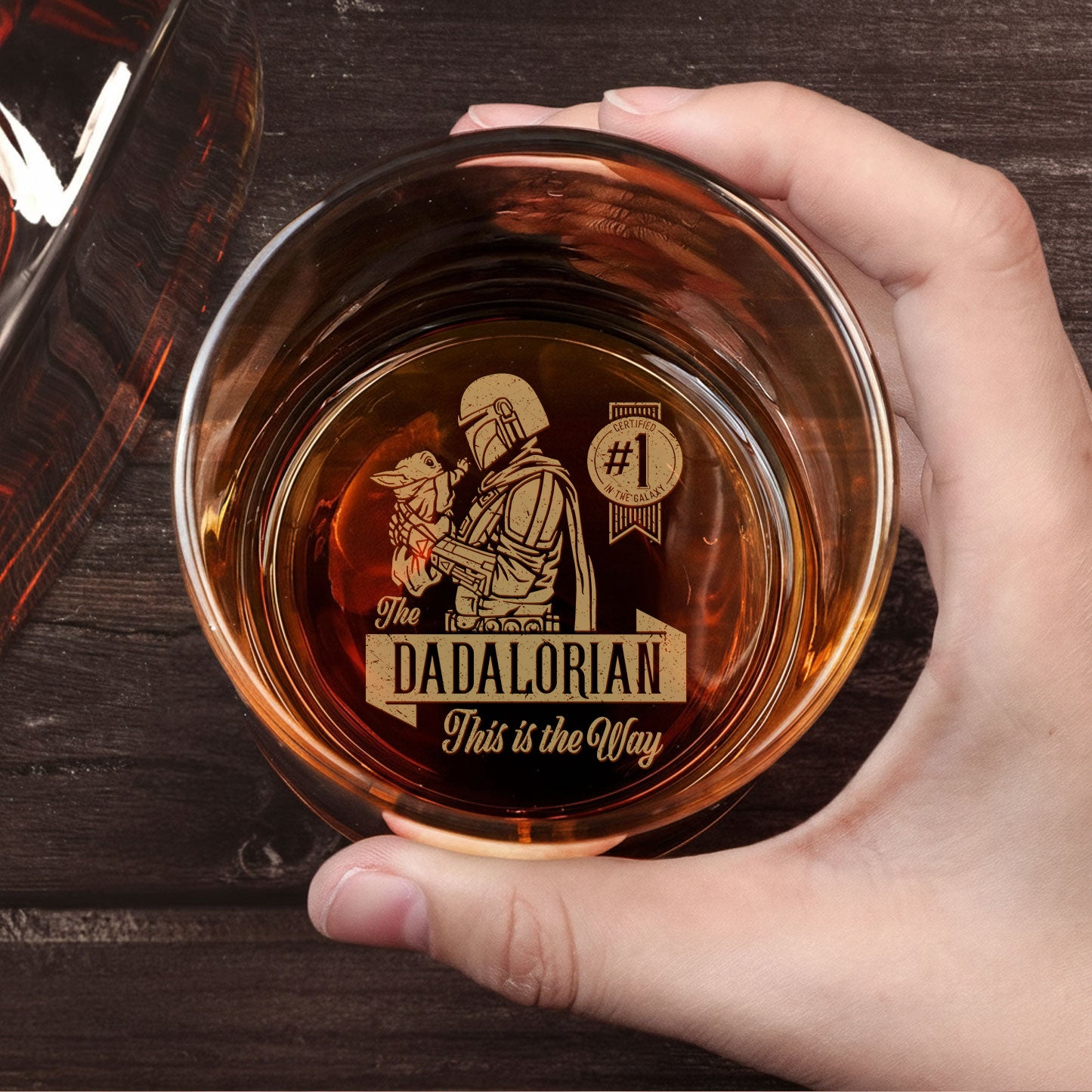 Vintage Aurebesh Dadalorian Star Wars Whiskey Glass - Personalized Old Fashioned 11OZ Scotch Glass