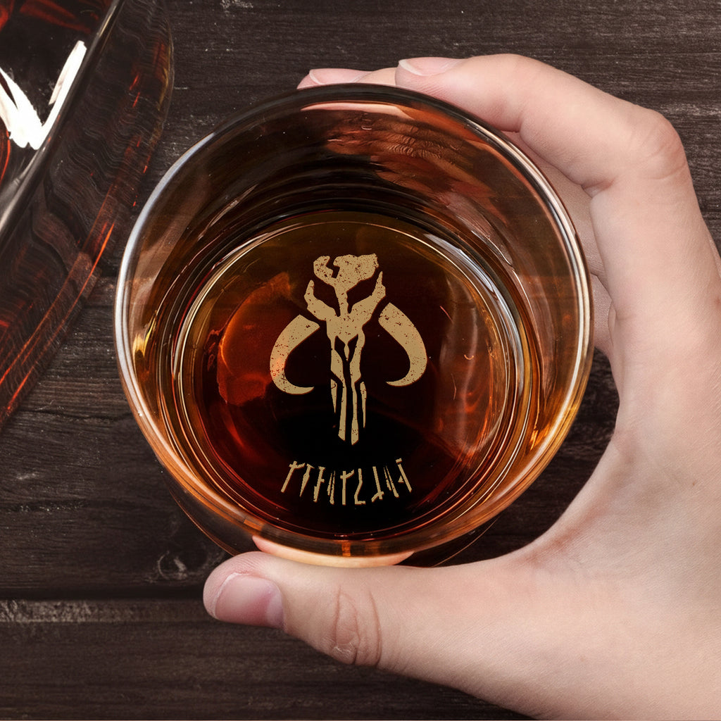 Galactic Code With Custom Name In Mando'a/Aurebesh Whiskey Glass - Personalized Old Fashioned 11OZ Scotch Glass