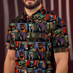 Mandalorian Characters Block Hawaiian Shirt with Pocket - Star Wars Button Down Shirt