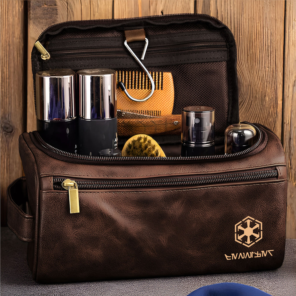Vintage Aurebesh Star Wars Toiletry Bag - Personalized Leather Toiletry Bag