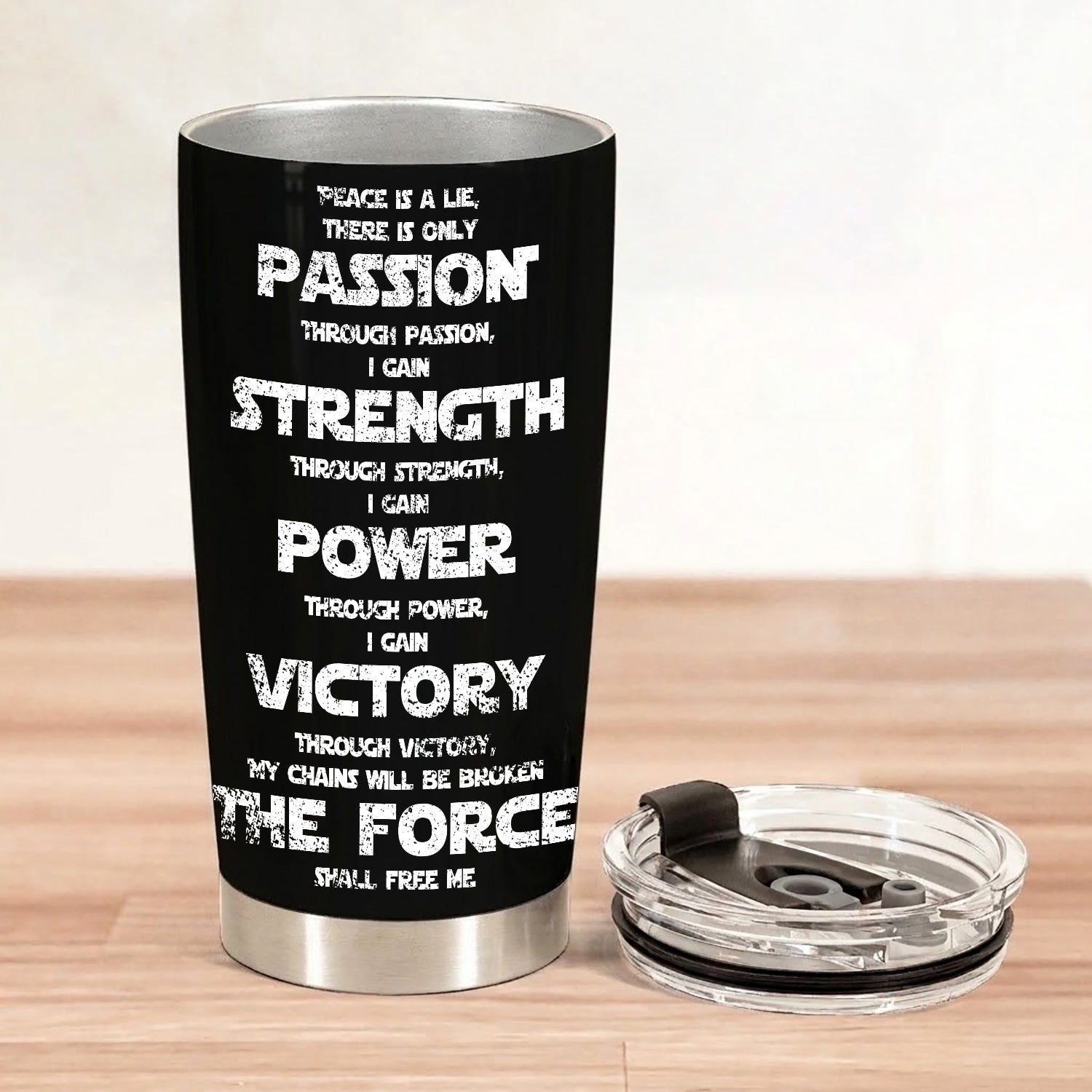 Custom Star Wars Code and Name in Aurebesh/Mando'a 20Oz Tumbler - Personalized Sith Code/ Jedi Code/ Code of Honor Insulated Mug with Lid