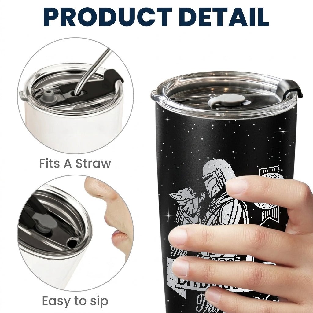 Custom Dadalorian Aurebesh Mando'a Star Wars 20Oz Tumbler - Insulated Mug with Lid - Personalized Tumbler Cup
