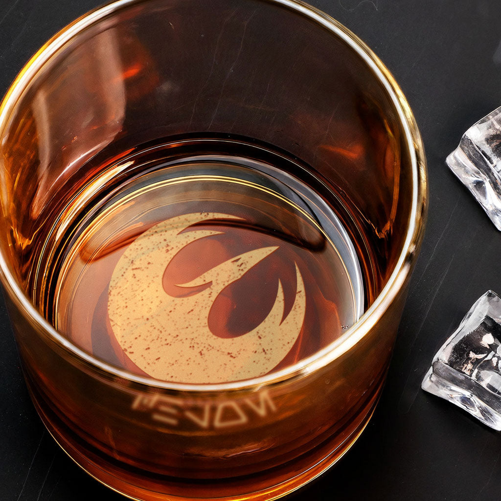 Custom Name in Aurebesh/ Mando'a Star Wars Engraved Whiskey Glass - Personalized Old Fashioned 11OZ Scotch Glass