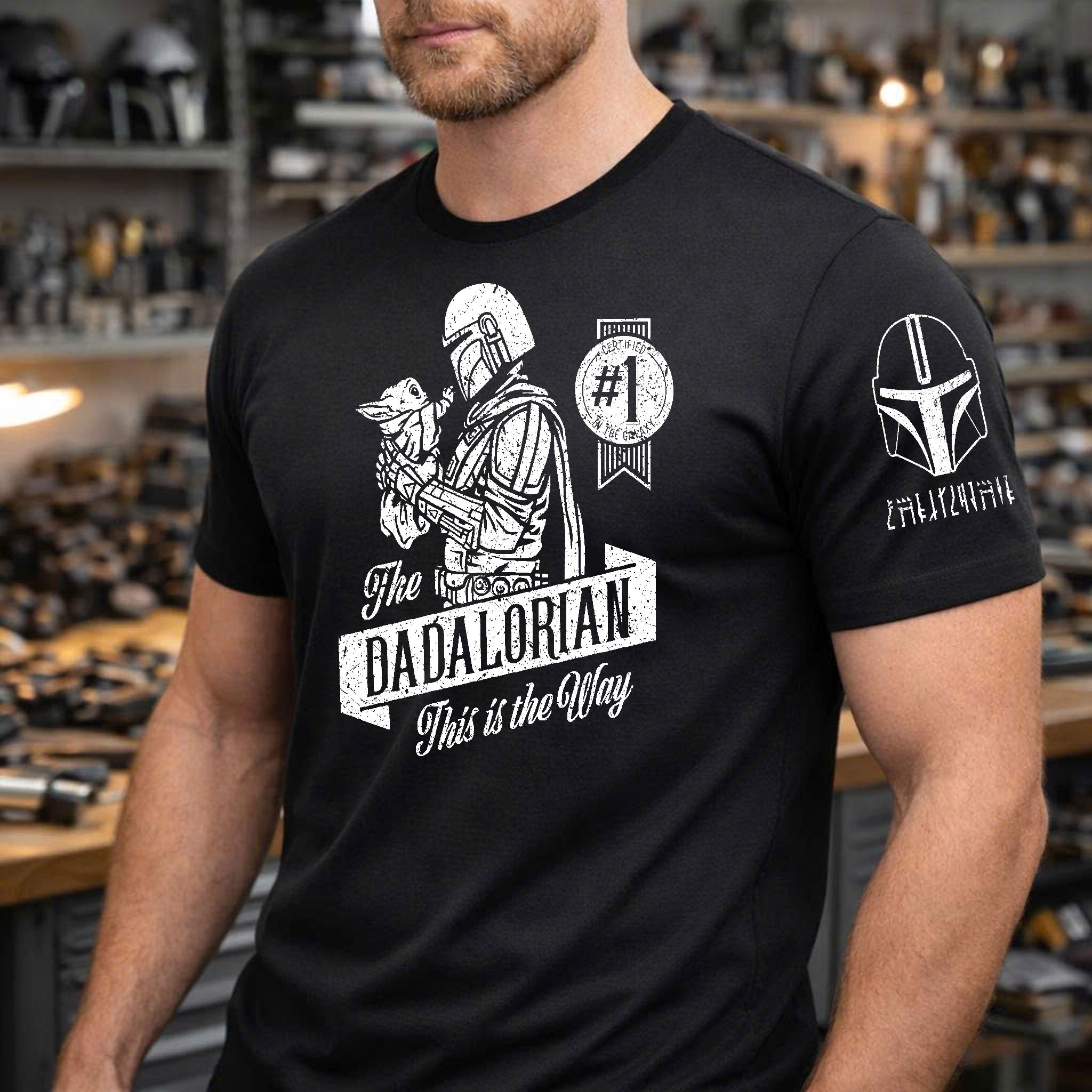 Custom Dadalorian Name in Mando'a Sleeve Printed Shirt - Personalized Shirt and Sleeve