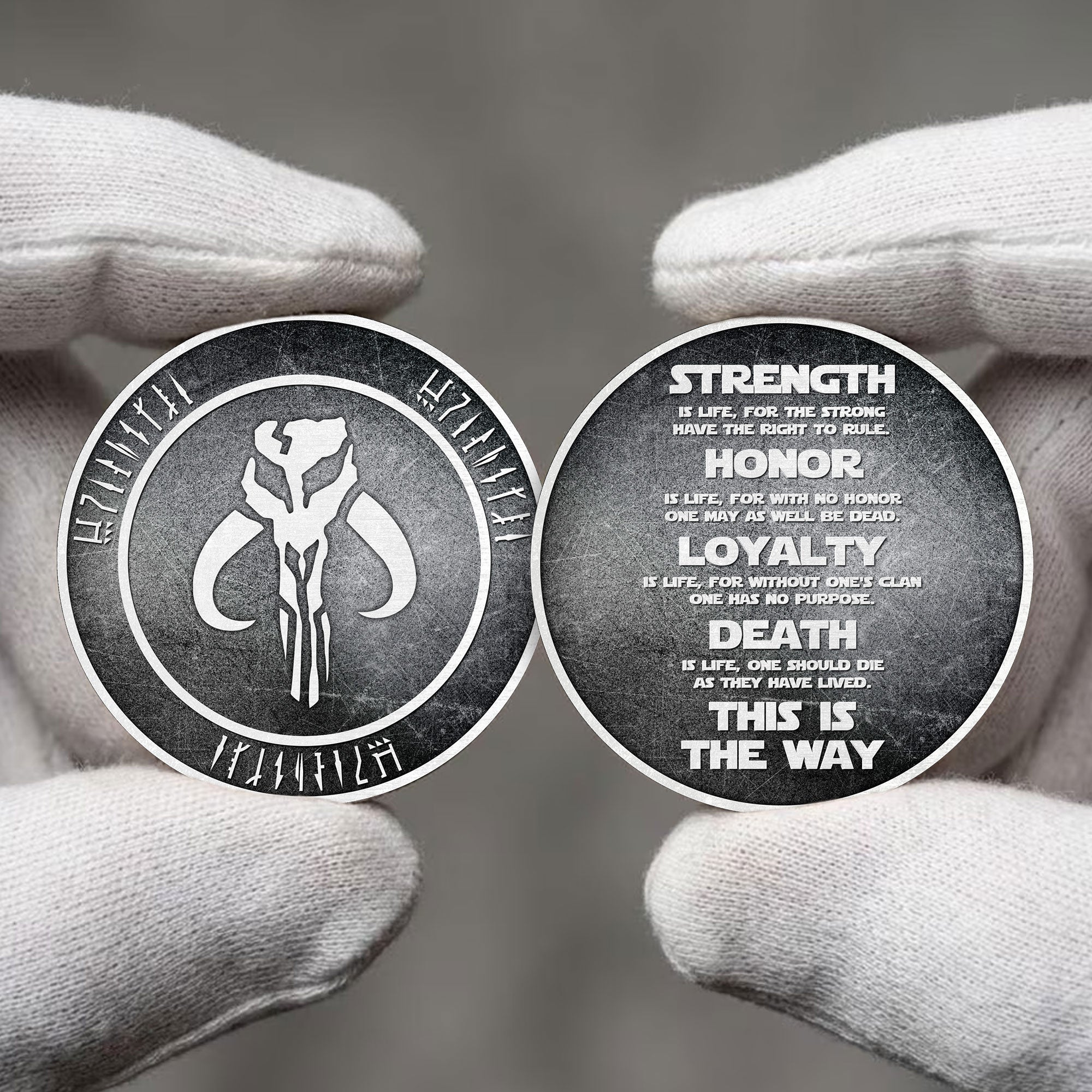 Custom Name In Mando'a/Aurebesh Galactic Challenge Coin - Personalized Commemorative Keepsake Coin