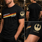 Rebel Scum Since 1977 With Custom Name in Aurebesh/Mando'a Sleeve Printed Shirt - Personalized Shirt and Sleeve