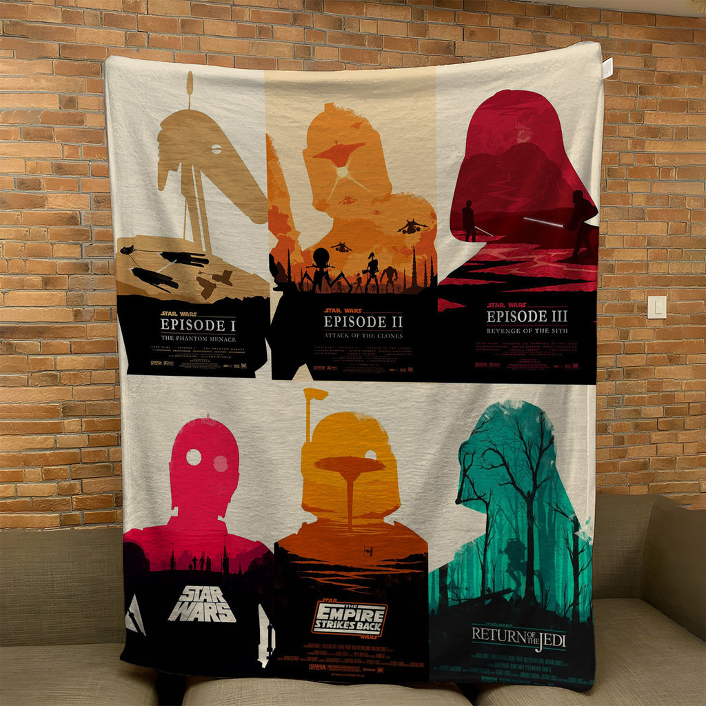 Legendary Saga Sci-fi Movies Silhouette Blanket - Movie Art Christmas Sherpa Blanket Gift for Fans