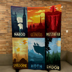 Galactic Locations Art Orginial Saga Sci-fi Movies Blanket - Planets Art Christmas Sherpa Blanket Gift for Fans