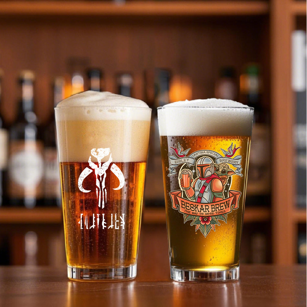 Beskar Brew 16oz Beer Glass - Galactic Personalized Beer Glass