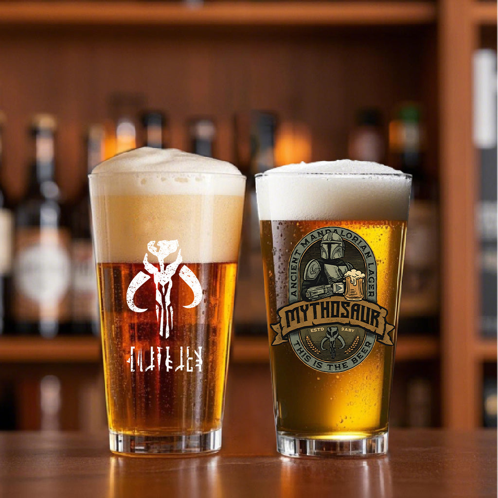 Mythosaur Lager 16oz Beer Glass - Galactic Personalized Beer Glass