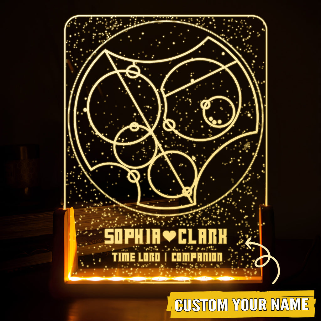 Custom Gallifreyan Time Lord Companion Acrylic Night Light - Personalized Anniversary Night Light