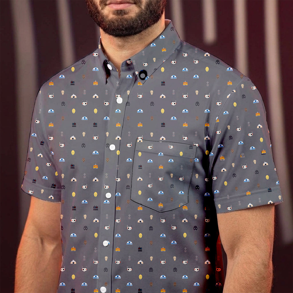 Galactic Droid Registry Hawaiian Shirt with Pocket - Star Wars Button Down Shirt