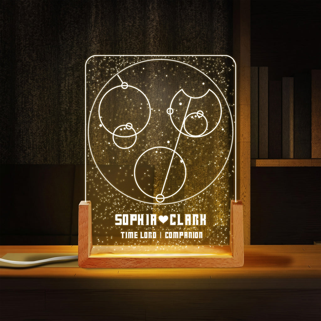 Custom Gallifreyan Time Lord Companion Acrylic Night Light - Personalized Anniversary Night Light