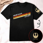 Rebel Scum Since 1977 With Custom Name in Aurebesh/Mando'a Sleeve Printed Shirt - Personalized Shirt and Sleeve