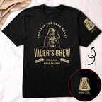 Vader's Brew With Custom Name in Aurebesh/Mando'a Sleeve Printed Shirt - Personalized Shirt and Sleeve
