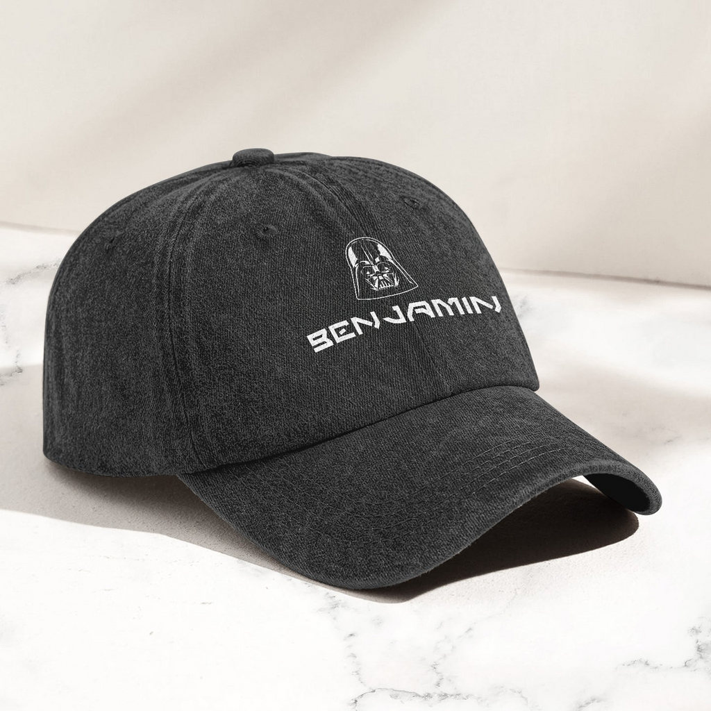 Vintage Aurebesh Star Wars Washed Cap With Logo - Personalized Distressed Denim Cap