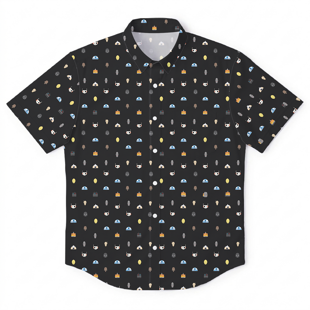 Galactic Droid Registry Hawaiian Shirt with Pocket - Star Wars Button Down Shirt