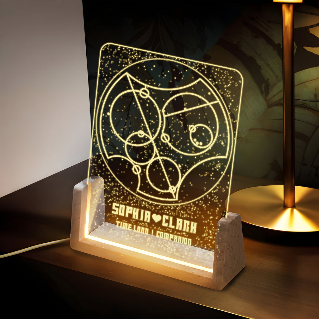 Custom Gallifreyan Time Lord Companion Acrylic Night Light - Personalized Anniversary Night Light