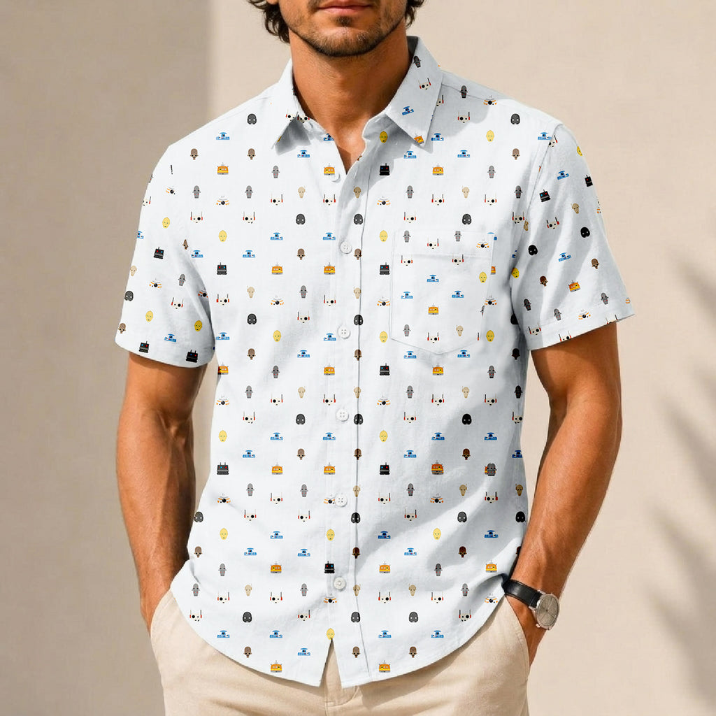 Galactic Droid Registry Hawaiian Shirt with Pocket - Star Wars Button Down Shirt