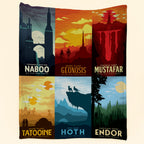 Galactic Locations Art Orginial Saga Sci-fi Movies Blanket - Planets Art Christmas Sherpa Blanket Gift for Fans