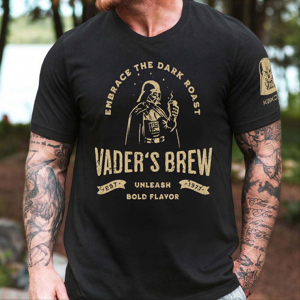 Vader's Brew With Custom Name in Aurebesh/Mando'a Sleeve Printed Shirt - Personalized Shirt and Sleeve