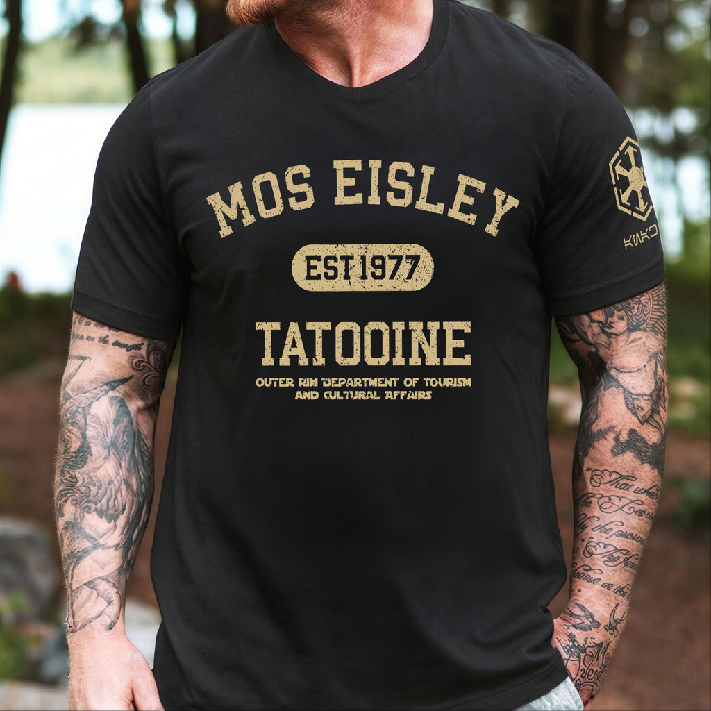 Outer Rim Tourism With Custom Name in Aurebesh/Mando'a Sleeve Printed Shirt - Personalized Shirt and Sleeve