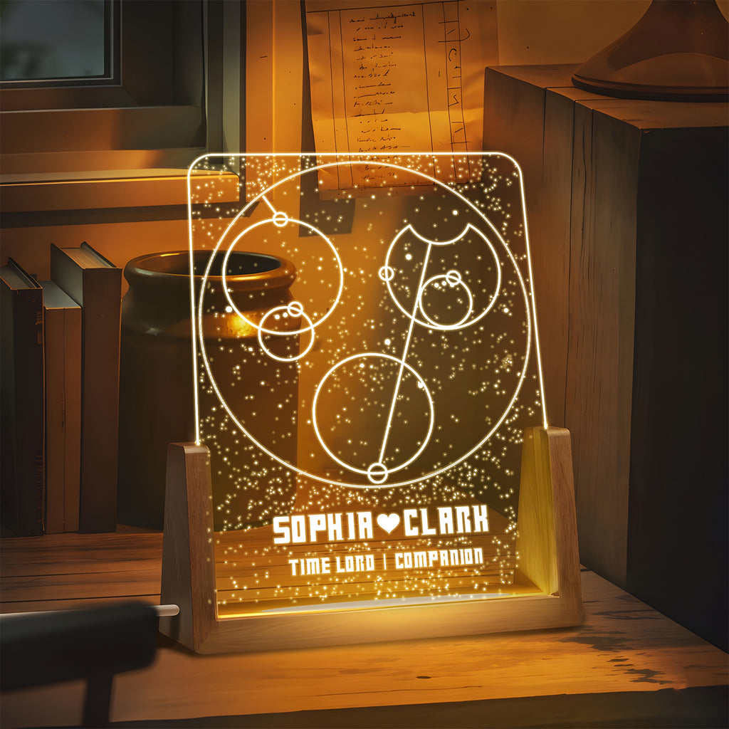Custom Gallifreyan Time Lord Companion Acrylic Night Light - Personalized Anniversary Night Light
