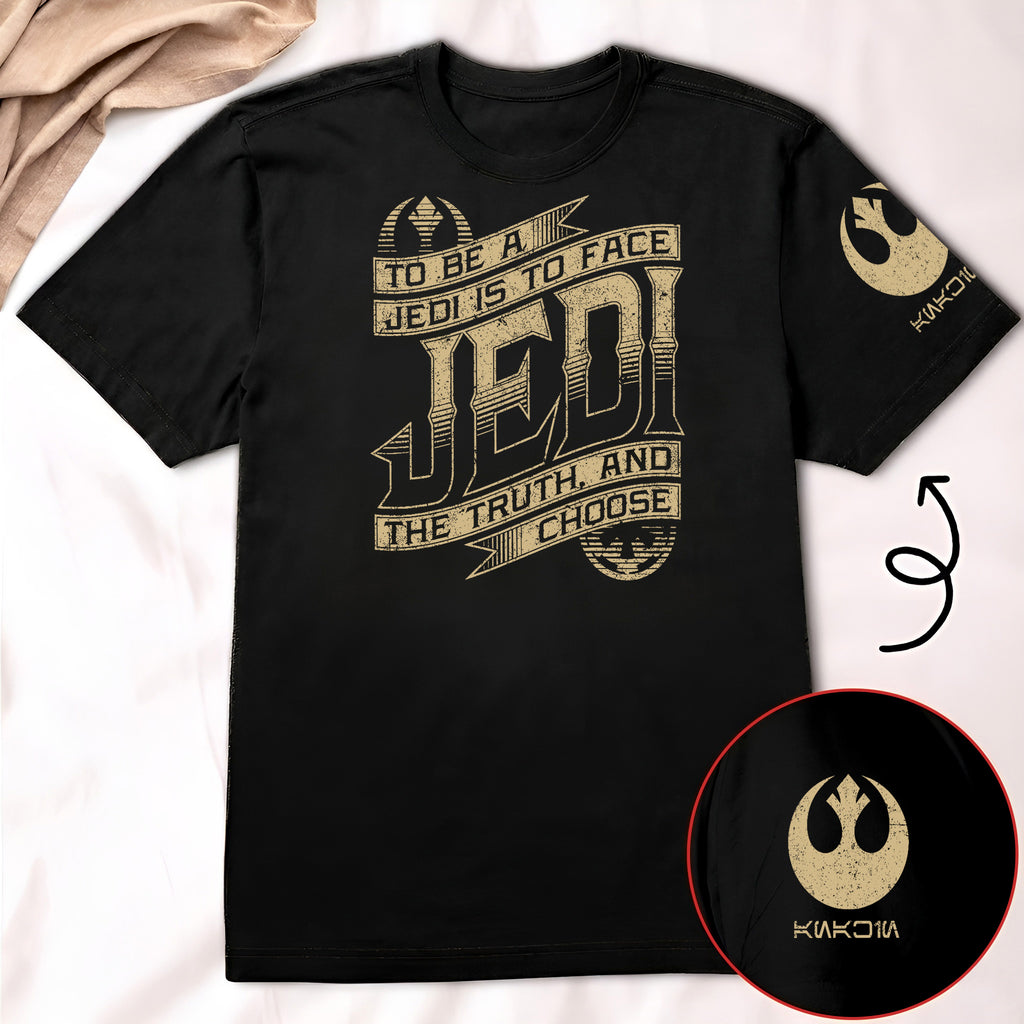 To Be A Jedi With Custom Name in Aurebesh/Mando'a Sleeve Printed Shirt - Personalized Shirt and Sleeve