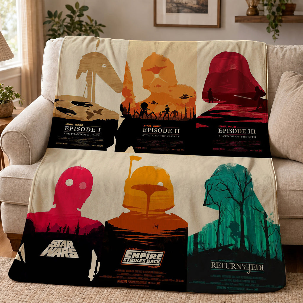 Legendary Saga Sci-fi Movies Silhouette Blanket - Movie Art Christmas Sherpa Blanket Gift for Fans