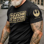 What About The Power Converter With Custom Name in Aurebesh/Mando'a Sleeve Printed Shirt - Personalized Shirt and Sleeve