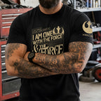 I am The One With The Force With Custom Name in Aurebesh/Mando'a Sleeve Printed Shirt - Personalized Shirt and Sleeve