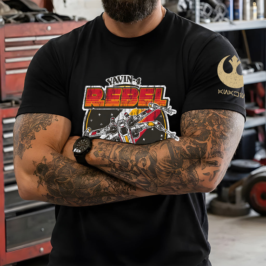 Rebel Scum With Custom Name in Aurebesh/Mando'a Sleeve Printed Shirt - Personalized Shirt and Sleeve