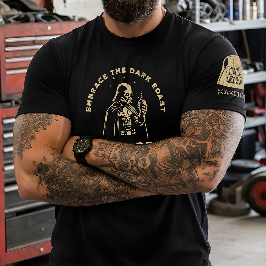 Vader's Brew With Custom Name in Aurebesh/Mando'a Sleeve Printed Shirt - Personalized Shirt and Sleeve