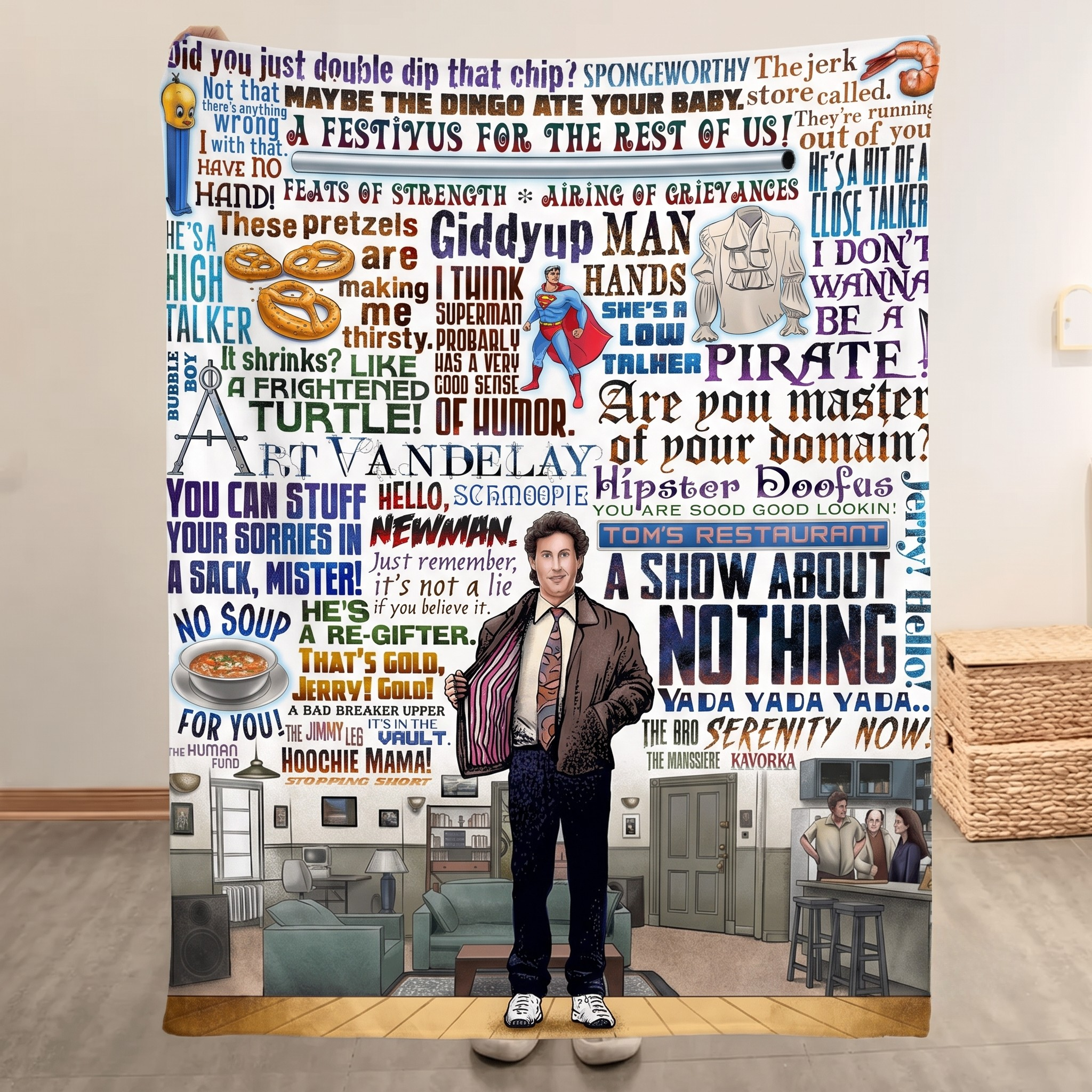Seinfeld A Show About Nothing Christmas Blanket - Comedy Sitcom Sherpa Blanket Gift for Fans