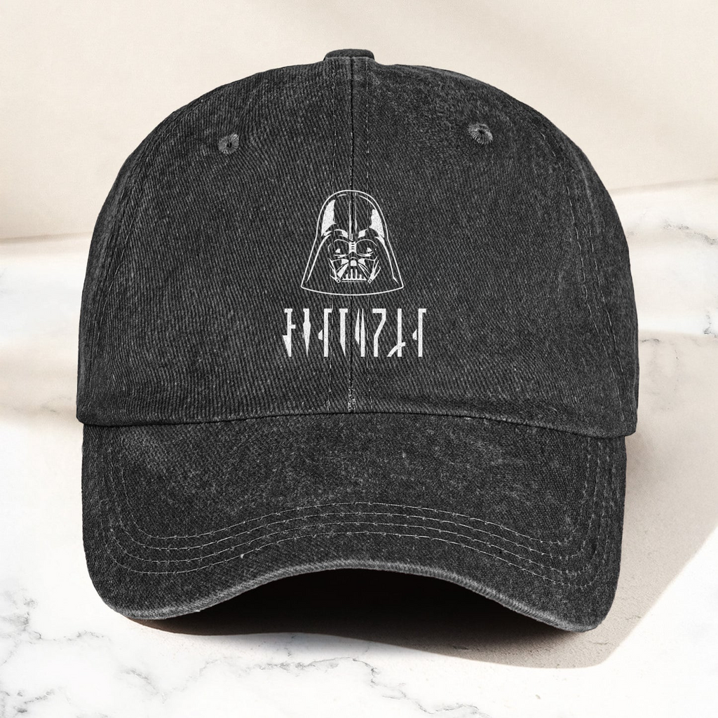 Vintage Aurebesh Star Wars Washed Cap With Logo - Personalized Distressed Denim Cap