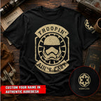 Troopin Aint Easy With Custom Name in Aurebesh/Mando'a Sleeve Printed Shirt - Personalized Shirt and Sleeve