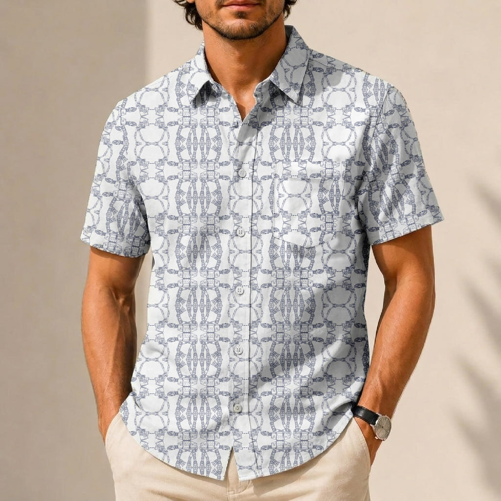 Galactic AT-AT Pattern Hawaiian Shirt with Pocket - Galactic Button Down Shirt