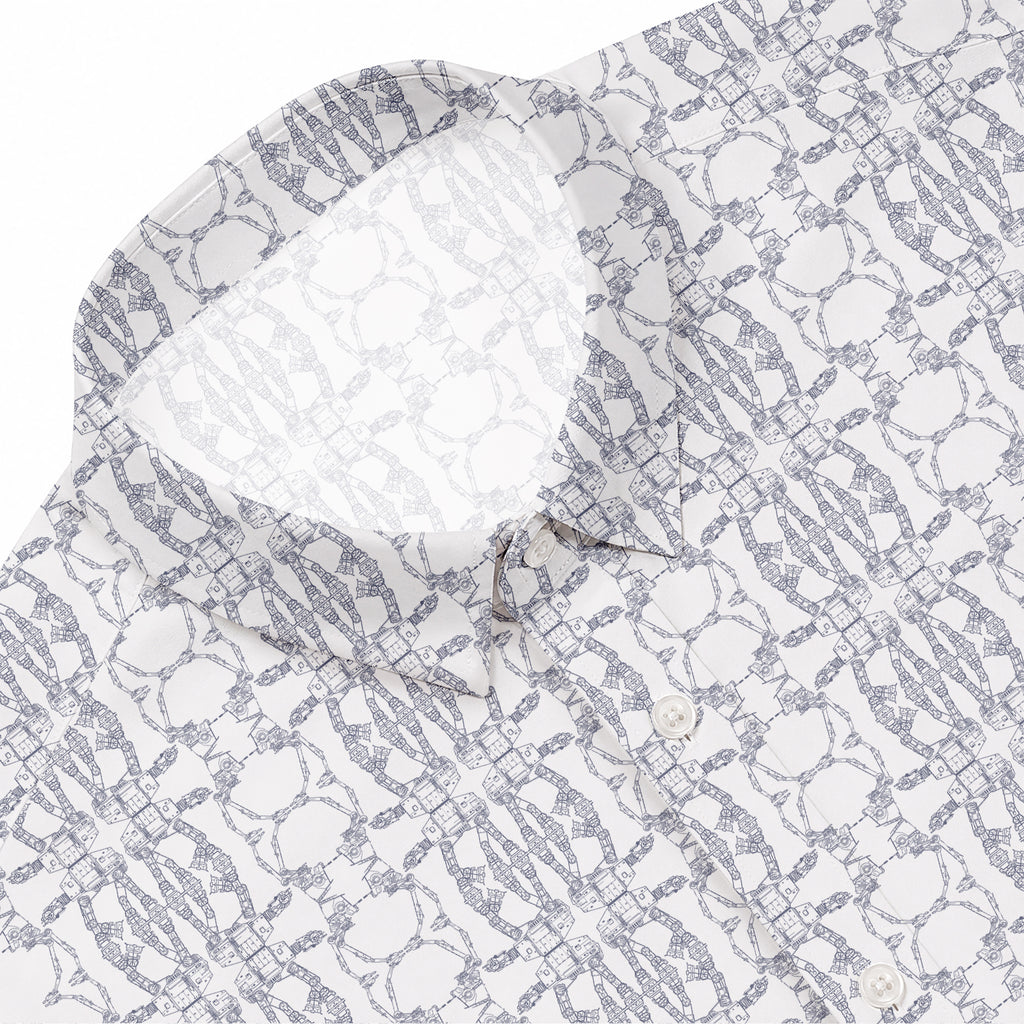 Galactic AT-AT Pattern Hawaiian Shirt with Pocket - Galactic Button Down Shirt