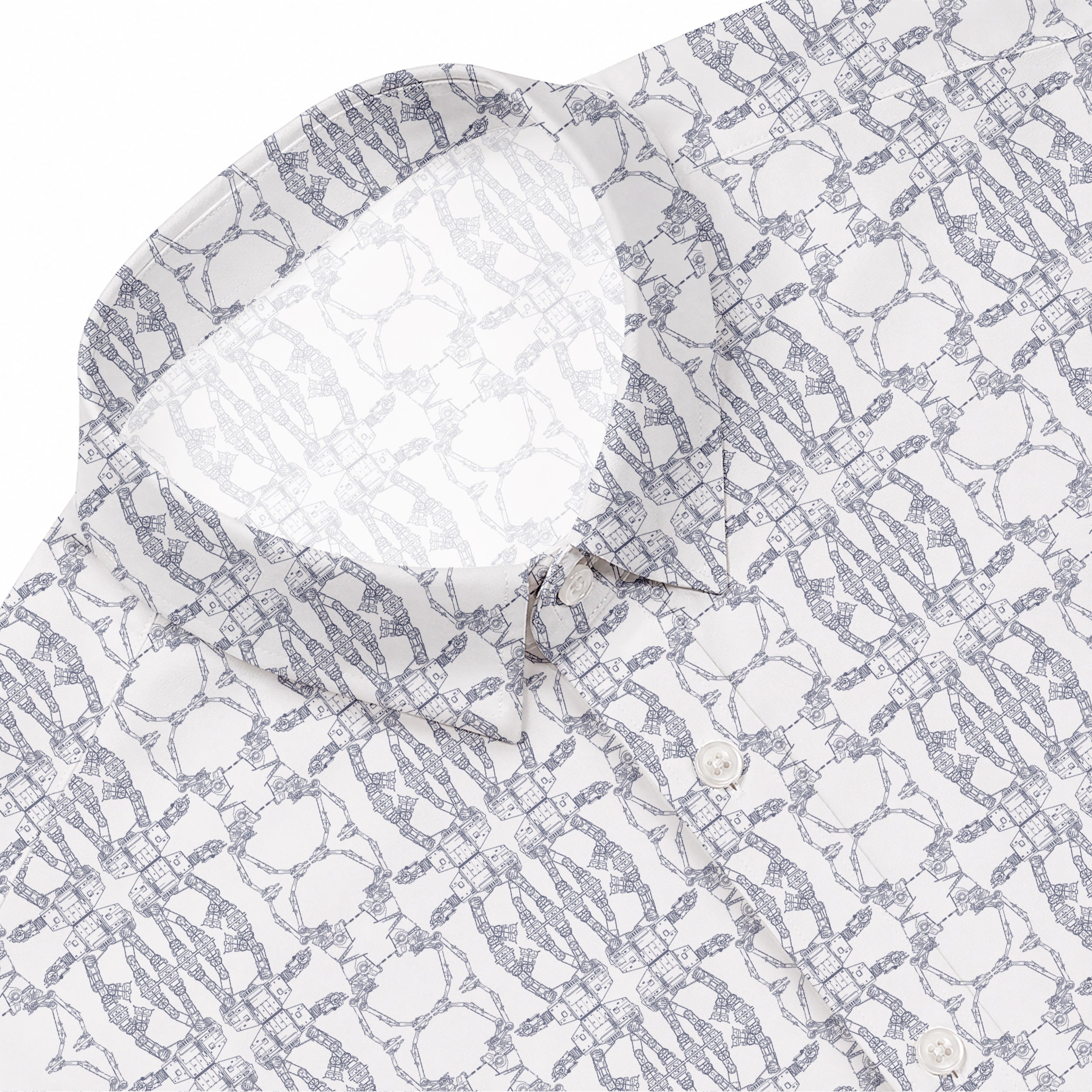 Galactic AT-AT Pattern Hawaiian Shirt with Pocket - Galactic Button Down Shirt