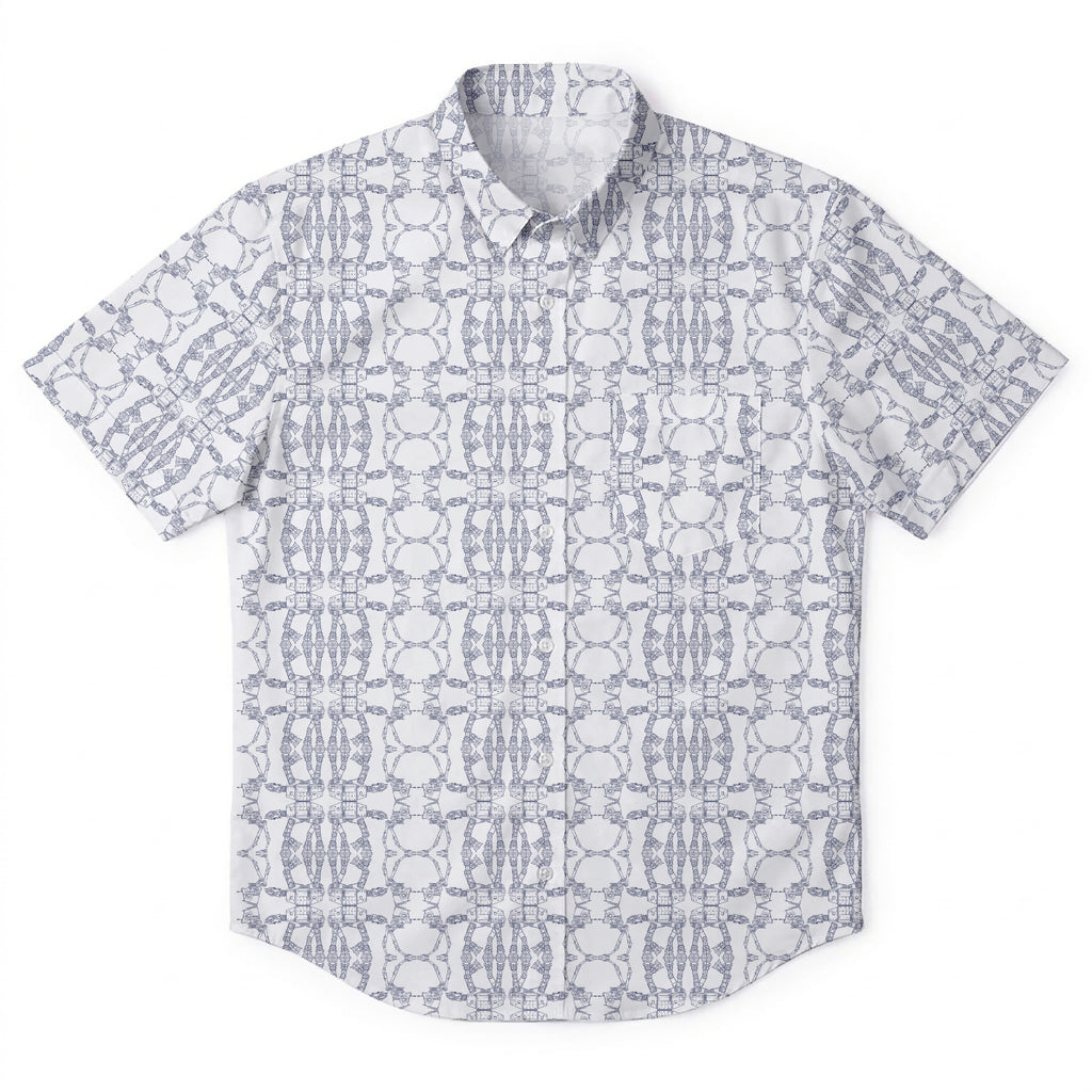 Galactic AT-AT Pattern Hawaiian Shirt with Pocket - Galactic Button Down Shirt